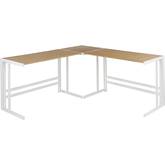 Roman L Shaped Desk in Bamboo & White Metal